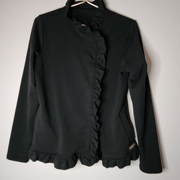 MATILDA JANE Women’s Black Ruffle Cardigan/Jacket Size XS Snap Closure - Picture 1 of 7
